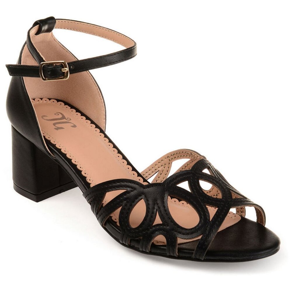 *SALE*  Brinley Co. Women's Ashby Faux Leather Strap Heels Black, 7.5M--3142